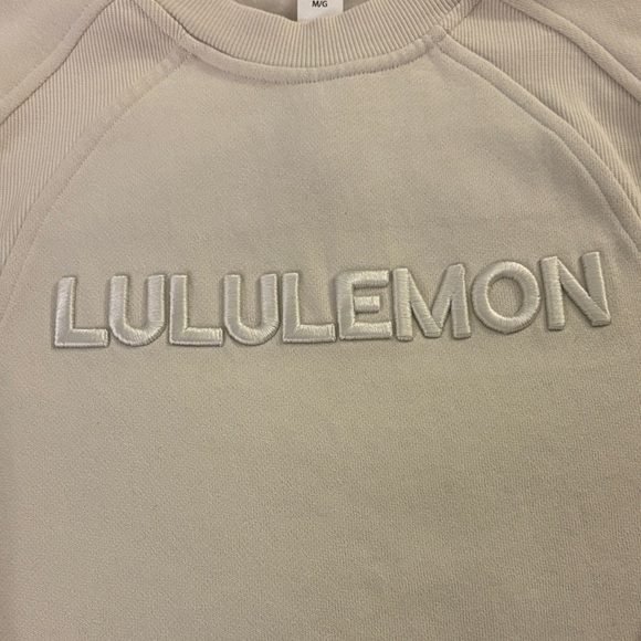 Lululemon Scuba Oversized Pullover Wordmark ~ M/L ~ Bone - Picture 3 of 10